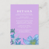 Lila en Paarse Pastel Bloemen Trouwdetails Informatiekaartje (Voorkant)