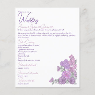 Lila en roze bloemen bruiloft flyer