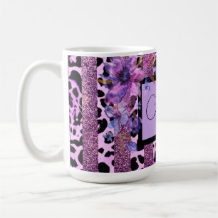Lila en roze luipaardprint brutale design koffiemok
