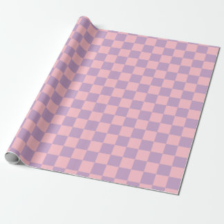 Lila en roze schaakbord cadeaupapier