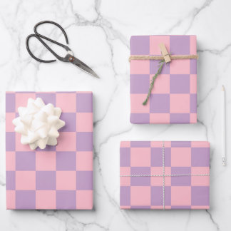 Lila en roze schaakbord inpakpapier vel