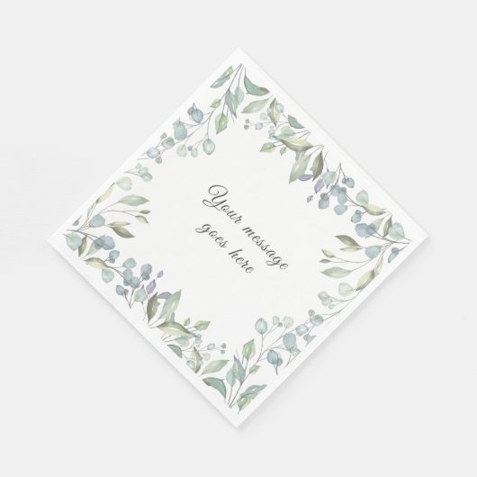 Lila en Sage Groen Bloemen Groen Uw Bericht Servet (Hoek)