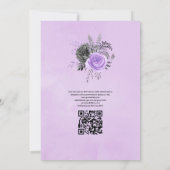 Lila en steenkoolbloemen QR-code RSVP-bruiloft Kaart (Achterkant)
