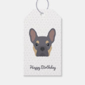 Lila en Tan French Bulldog Birthday Cadeaulabel (Voorkant)