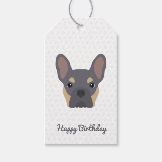 Lila en Tan French Bulldog Birthday Cadeaulabel (Voorkant)