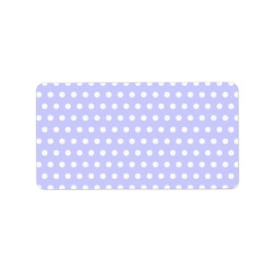 Lila en wit Polka Dot Pattern. Spotty. Etiket