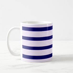 Lila en witte strepen met blauw van de marine koffiemok