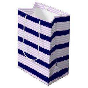 Lila en witte strepen met blauw van de marine medium cadeauzakje