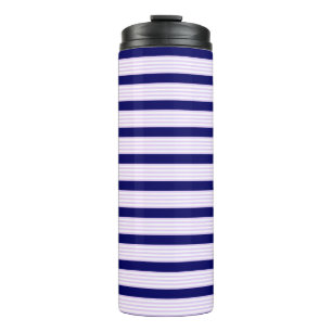 Lila en witte strepen met blauw van de marine thermosbeker
