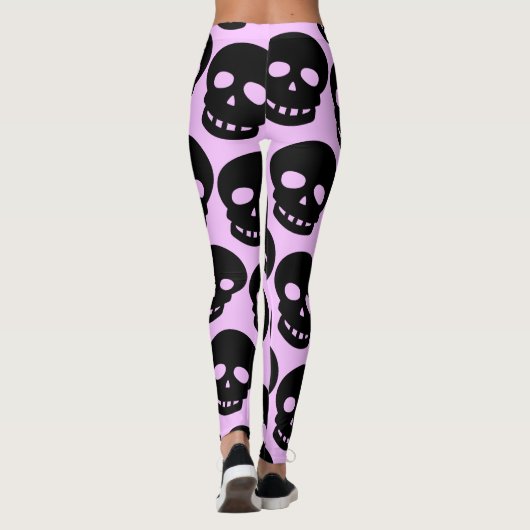 Lila esthetische pasta-Gothic Skulls Big Print Leggings (Achterkant)