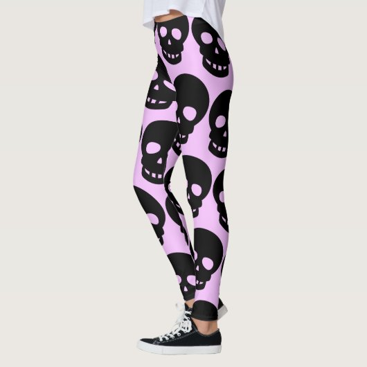 Lila esthetische pasta-Gothic Skulls Big Print Leggings (Links)