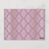 Lila, FAUX Glitter Damask Table Number Briefkaart (Achterkant)