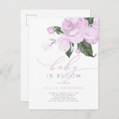 Lila Floral Baby in Bloom Girl Shower Uitnodiging Briefkaart (Voorkant / Achterkant)