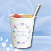 Lila Floral Blue Paarse vlinder Vrijgezellenfeest Papieren Bekers