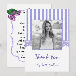 Lila Floral Foto Afstuderen Hartelijk dank Kaart