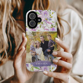 Lila Floral Foto en Monogram Case-Mate iPhone Case