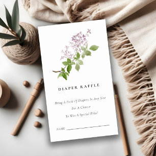 Lila Floral Garden Luier Raffle Baby shower Informatiekaartje