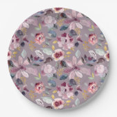 Lila Floral Papieren Bordje (Voorkant)