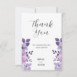 Lila Floral Wedding Bedankkaart