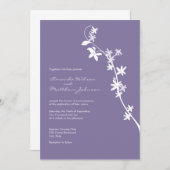 Lila Floral Wedding Invitations Kaart (Voorkant / Achterkant)