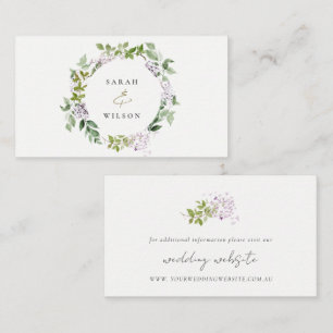 Lila Floral Wreath Cottage Tuin Bruiloft Website Informatiekaartje
