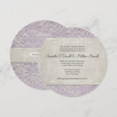 Lila Frans Regency Lace Etched Wedding Kaart (Voorkant / Achterkant)