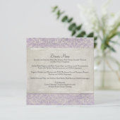 Lila Frans Regency Lace Etched Wedding Menu (Staand voorkant)
