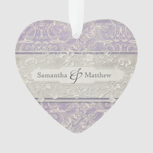 Lila  Frans Regency Lace Etched Wedding Ornament (voorkant)