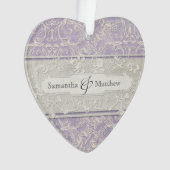 Lila  Frans Regency Lace Etched Wedding Ornament (voorkant)