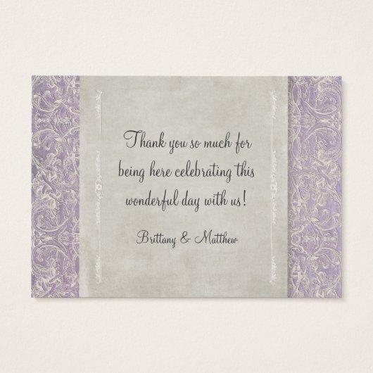 Lila  Frans Regency Lace Etched Wedding Visitekaartje (Achterkant)