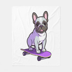 Lila Franse Bulldog Fleece Deken