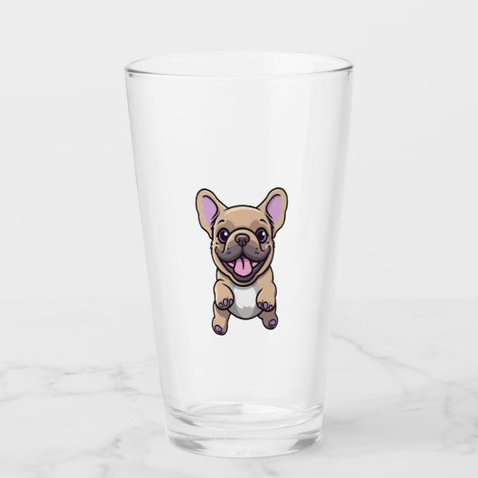 Lila Franse Bulldog Glas (Voorkant)