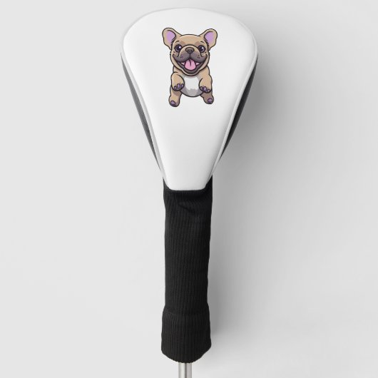 Lila Franse Bulldog Golfheadcover (Voorkant)