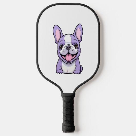 Lila Franse Bulldog Pickleball Paddle (Voorkant)