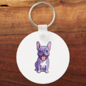 Lila Franse Bulldog Sleutelhanger (Voorkant)
