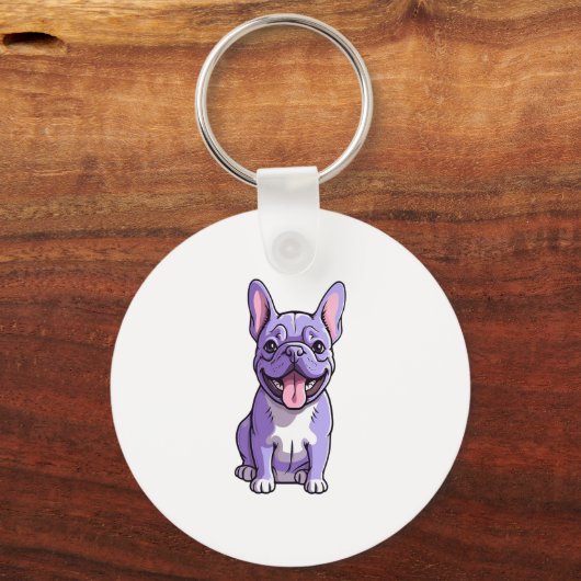Lila Franse Bulldog Sleutelhanger (Voorkant)