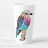 Lila gebrande rolvogel latte mok (Voorkant)