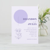 Lila geometrisch modern minimalistisch botanisch g kaart (Staand voorkant)