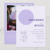 Lila geometrisch modern minimalistisch botanisch g kaart (Voorkant / Achterkant)