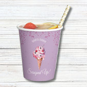 Lila geschept Glitter Ice Cream Vrijgezellenfeest Papieren Bekers