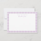 Lila Gingham Check Personal Stationery Card Bedankkaart (Voorkant)