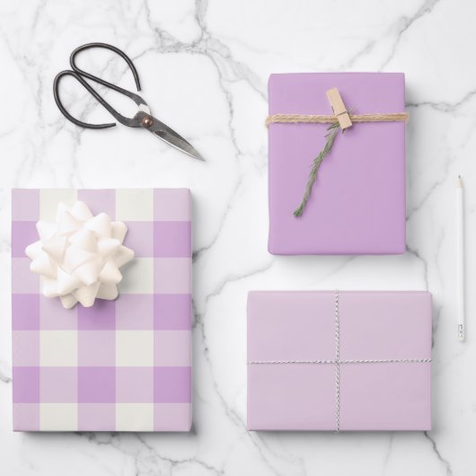 Lila Gingham Inpakpapier Vel (Voorkant)