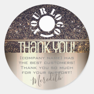 Lila Glitter Glam Ombre Dank u Sjabloon van de Log Ronde Sticker