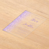 Lila Glitter Modern Script Wedding Acryl Uitnodigingen (Laagn)