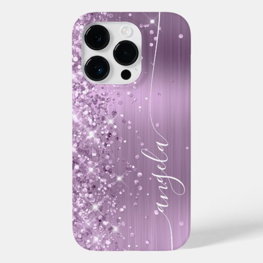 Lila Glittery Glam-handtekening Case-Mate iPhone Case (Achterkant)