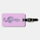 Lila Glitzy Sparkly Muzieknoten Bagagelabel (Voorkant horizontaal)