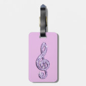 Lila Glitzy Sparkly Muzieknoten Bagagelabel (Achterkant verticaal)