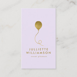 Lila & Gold Balloon Event Planner Social Media Visitekaartje