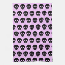 Lila Gothic Skulls Kitchen Towel