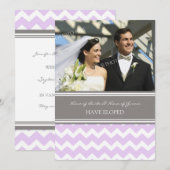 Lila Gray Chevron Aankondiging van de Foto Elopeme (Voorkant / Achterkant)